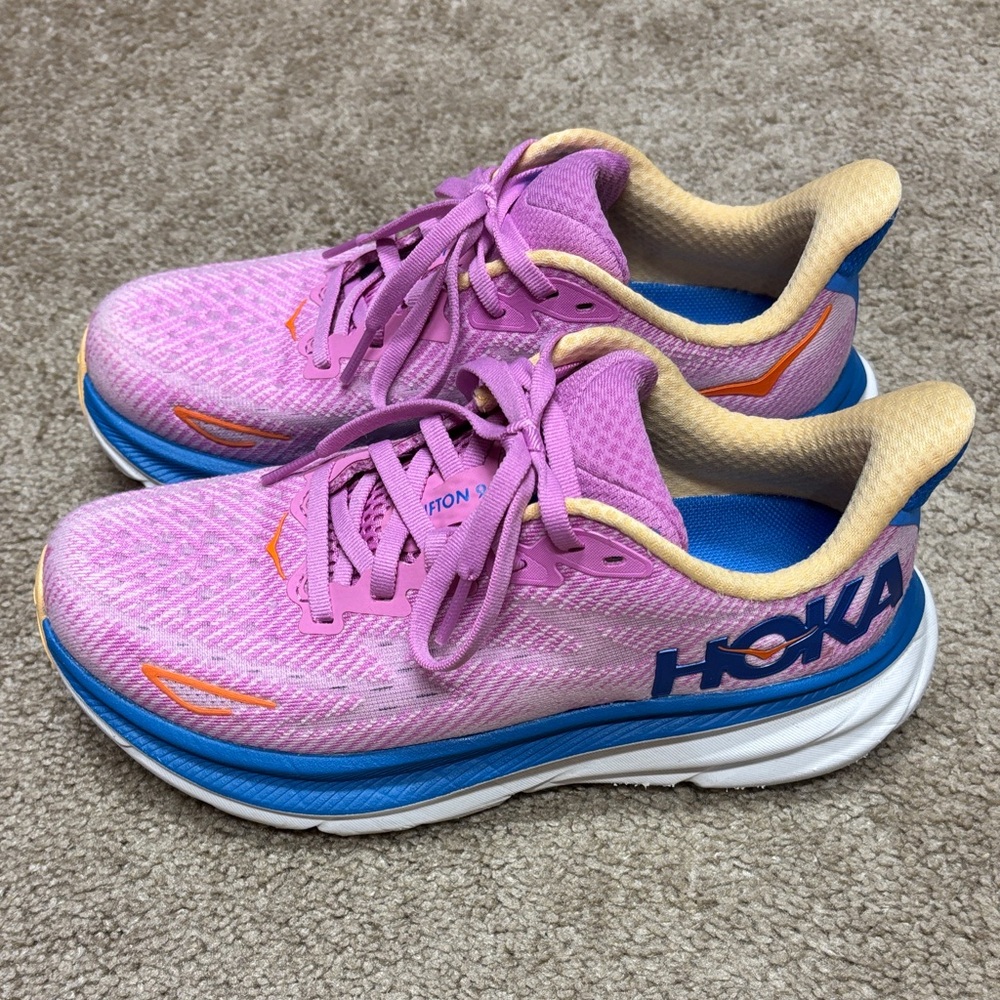 Hoka Pink and Blue Athletic Shoes - Picture 2 of 6